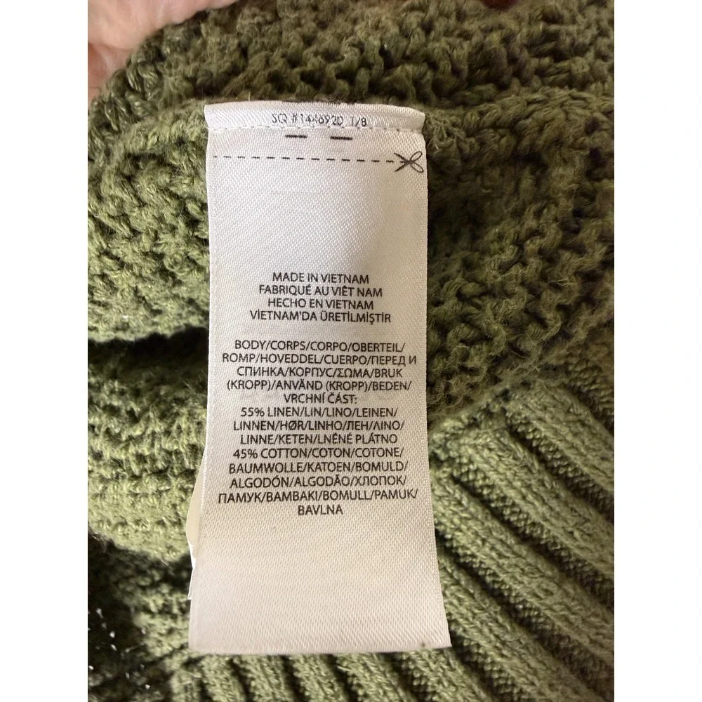 Polo Ralph Lauren Mens Olive Green Textured Linen Cotton Knit Sweater Medium